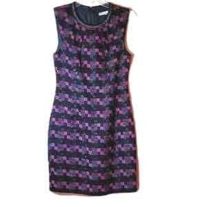 Trina Turk Secret Agent Good Night Dress Womens Size 4 Black Silk Blend Modest